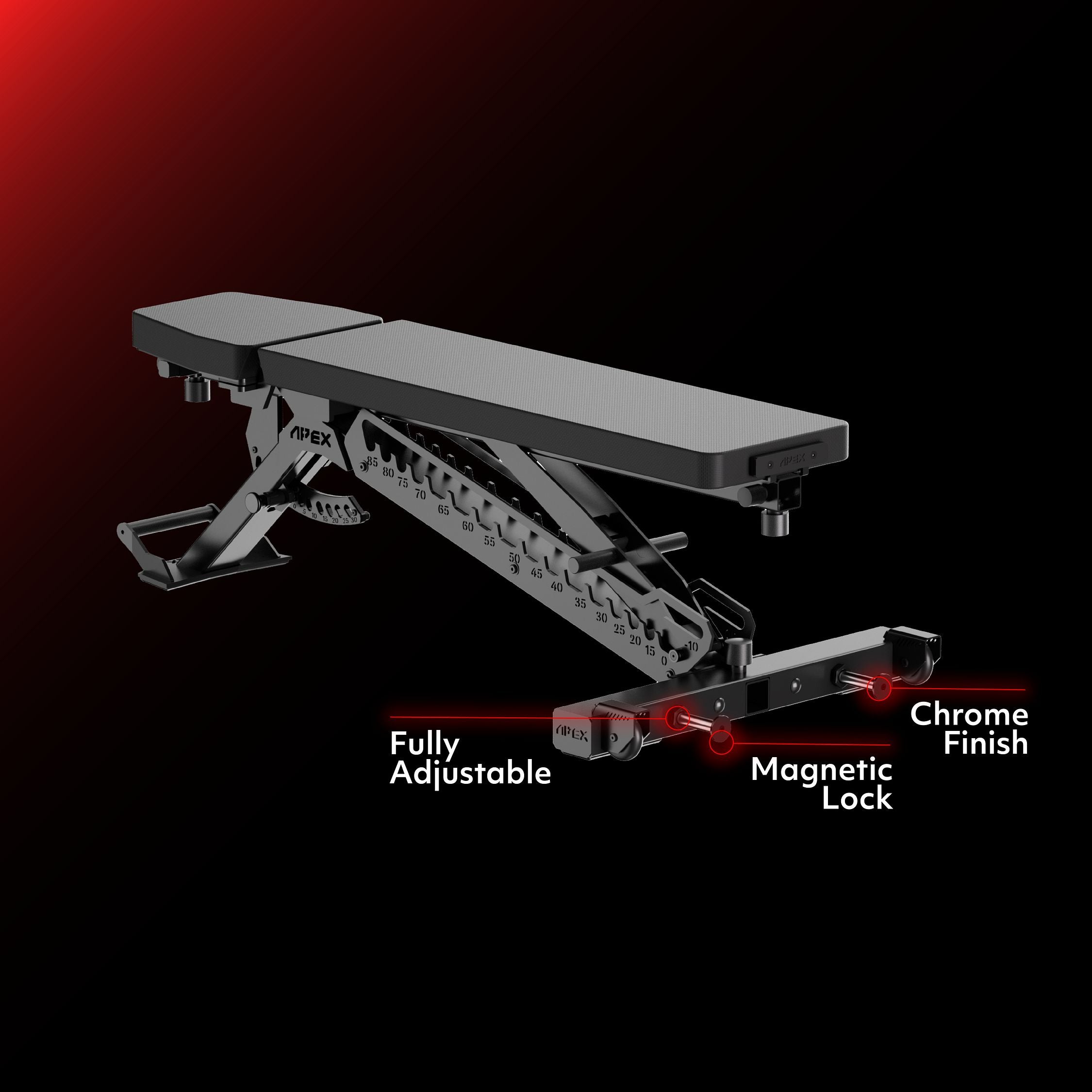 APEX Integrated Band Pegs with fully adjustable design, magnetic lock, and chrome finish.