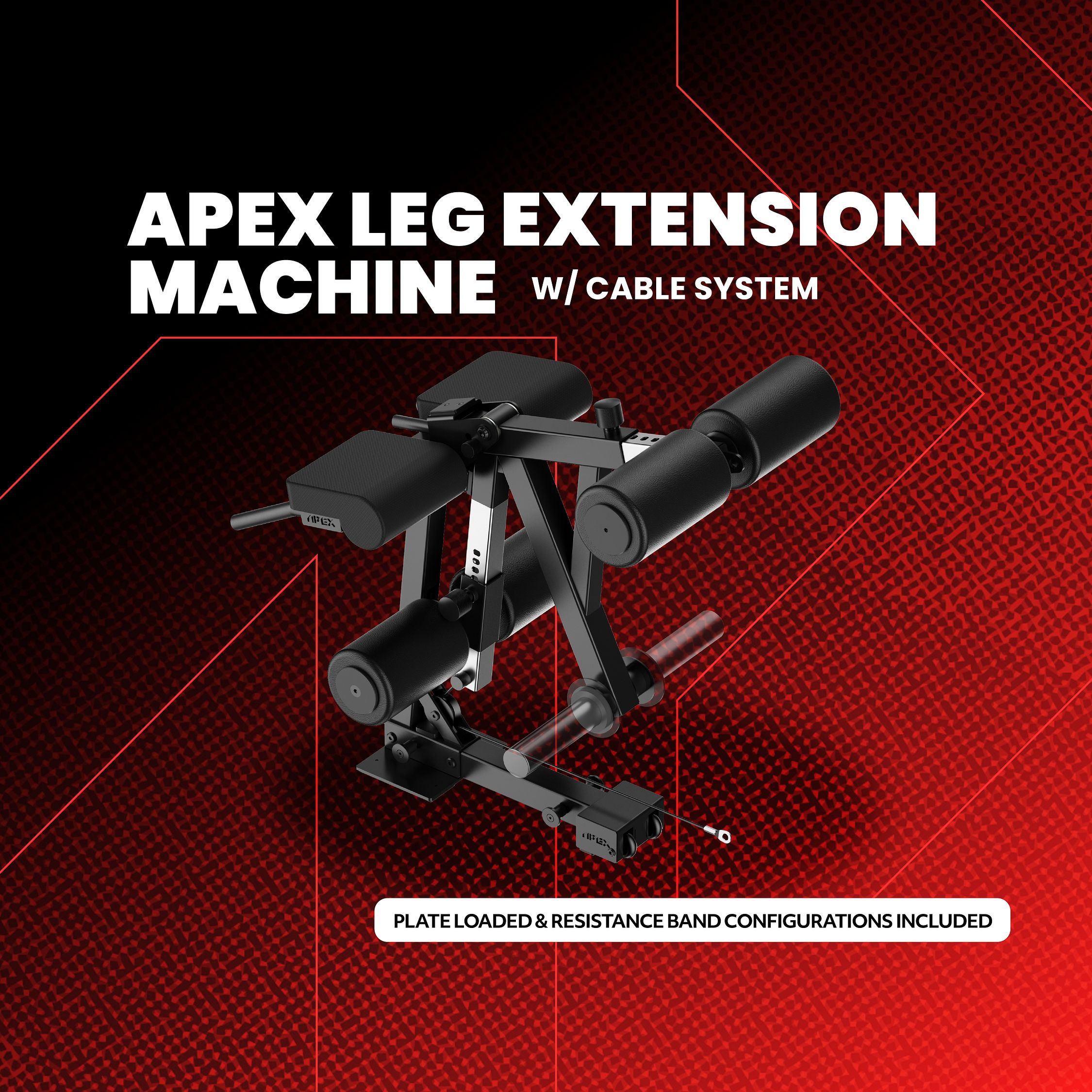 APEX Leg Extension Machine w/ Cable System — Plate Loaded & Resistance Band Ready