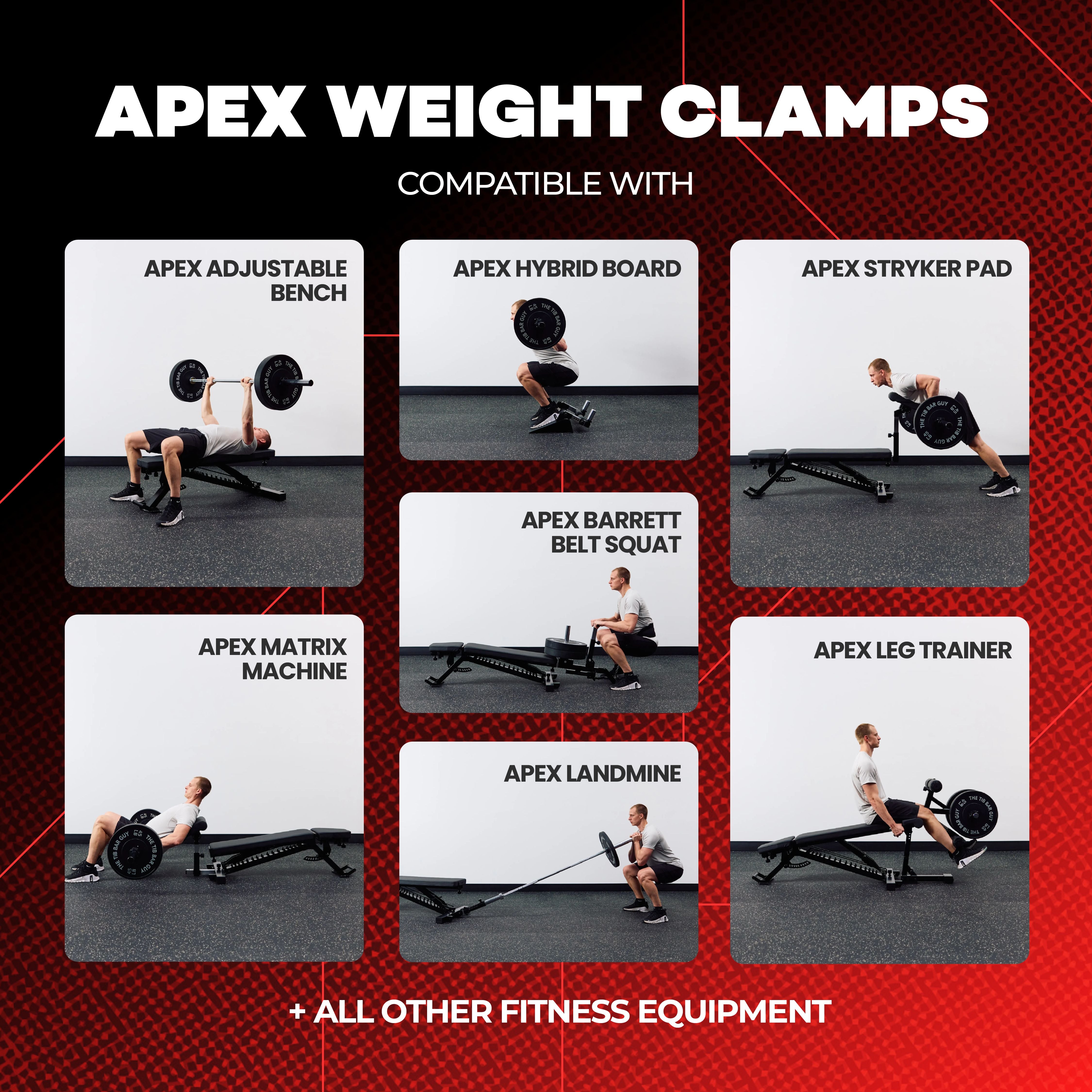 APEX Weight Clamps compatible with multiple APEX machines.